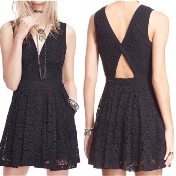 Free People Dresses & Skirts - Free People black Lovely in lace mini dress S